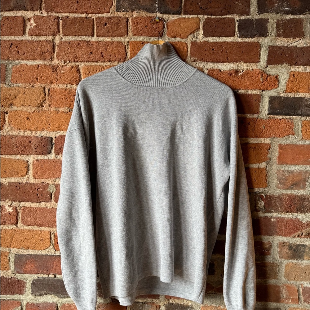 Toi & Moi Grey Ribbed Mock Neck Sweater